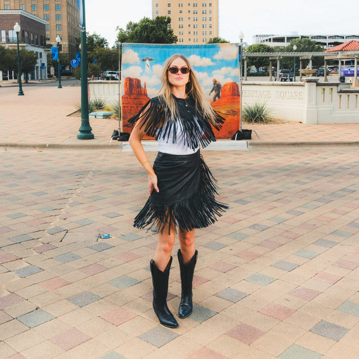 Sendero Lillie Fringe Collar Black fringe that sways with every step on the dance floor Kamas