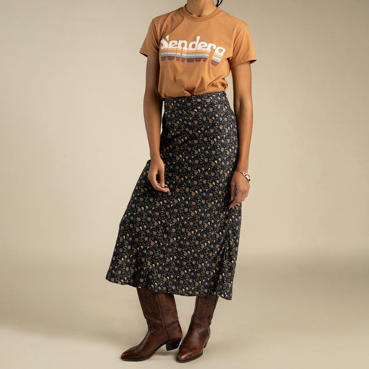 Sendero Pearla Slip Skirt SPCK125F13 womens black floral western skirt popular instock spring 2026 womens sendero clothing Boltranchstore.com Free Shipping