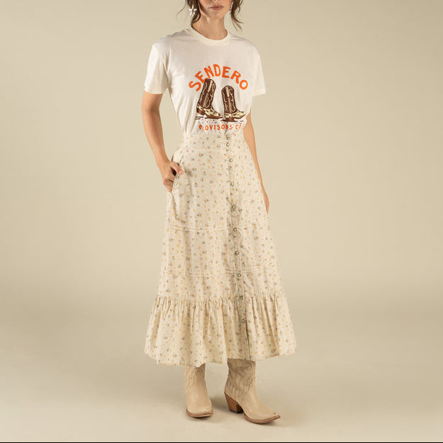 Sendero Prairie Skirt SPCK126S11 womens floral western clothing skirt ruffle popular spring 2026 viral Boltranchstore.com Free Shipping Sendero in stock buy now