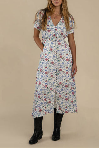 Sendero Darcy Dress in White Floral SPCR124F11B womens western floral dress at Boltranchstore.com free shipping