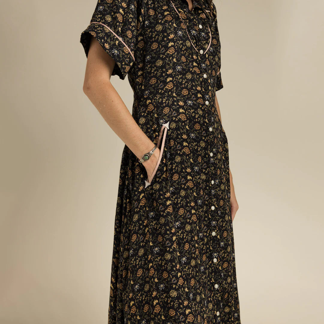 Sendero La Dahlia Dress in Black Floral