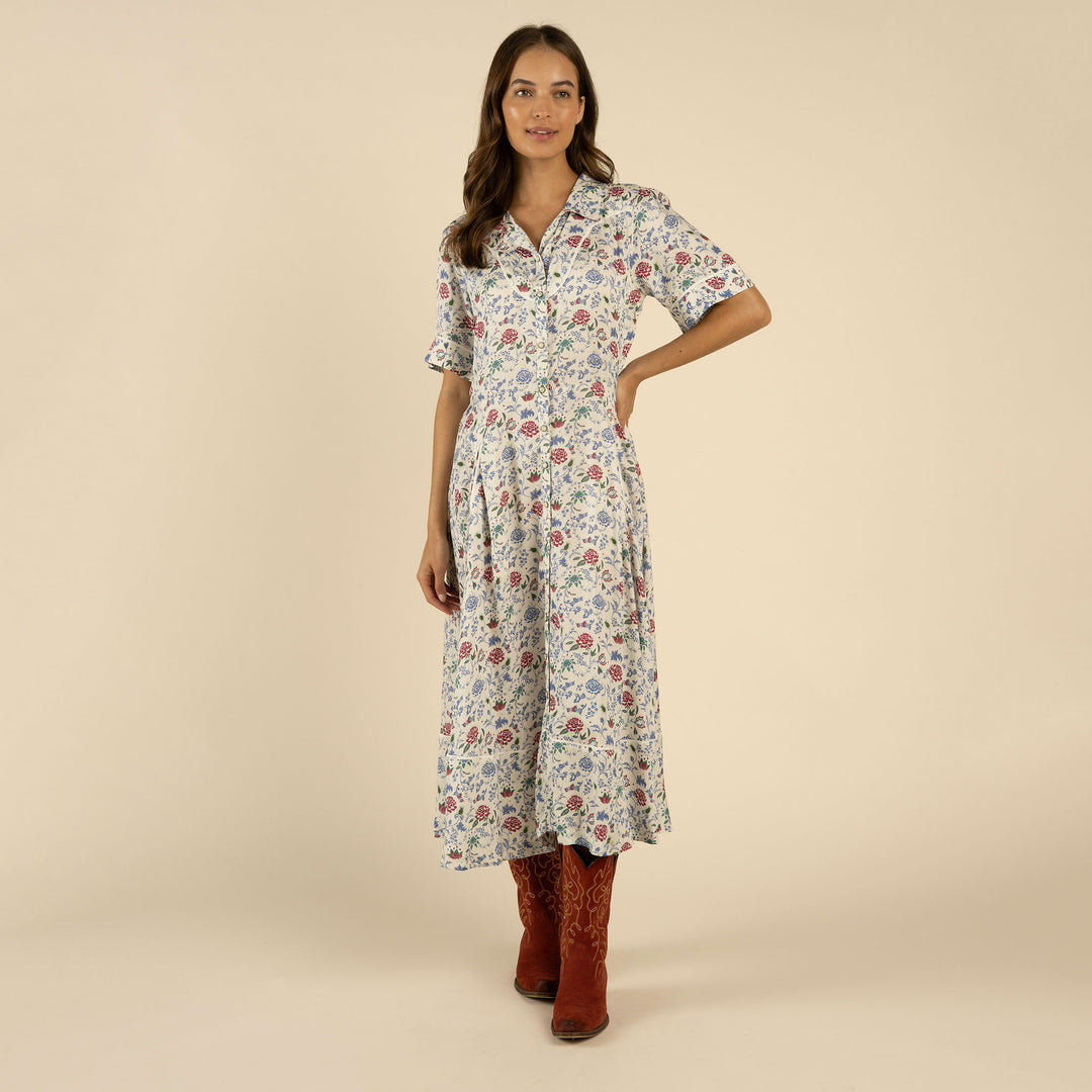 Sendero La Dahlia Dress in White Floral