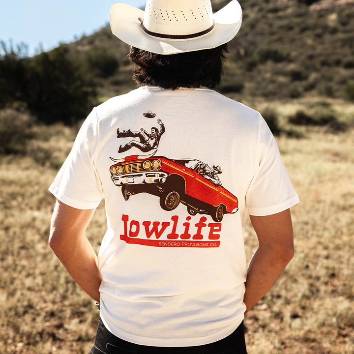 Sendero Lowlife T Shirt SPCS125S25A white tee mens sendero shirt at boltranchstore.com western mens cadillac popular 2025 summer