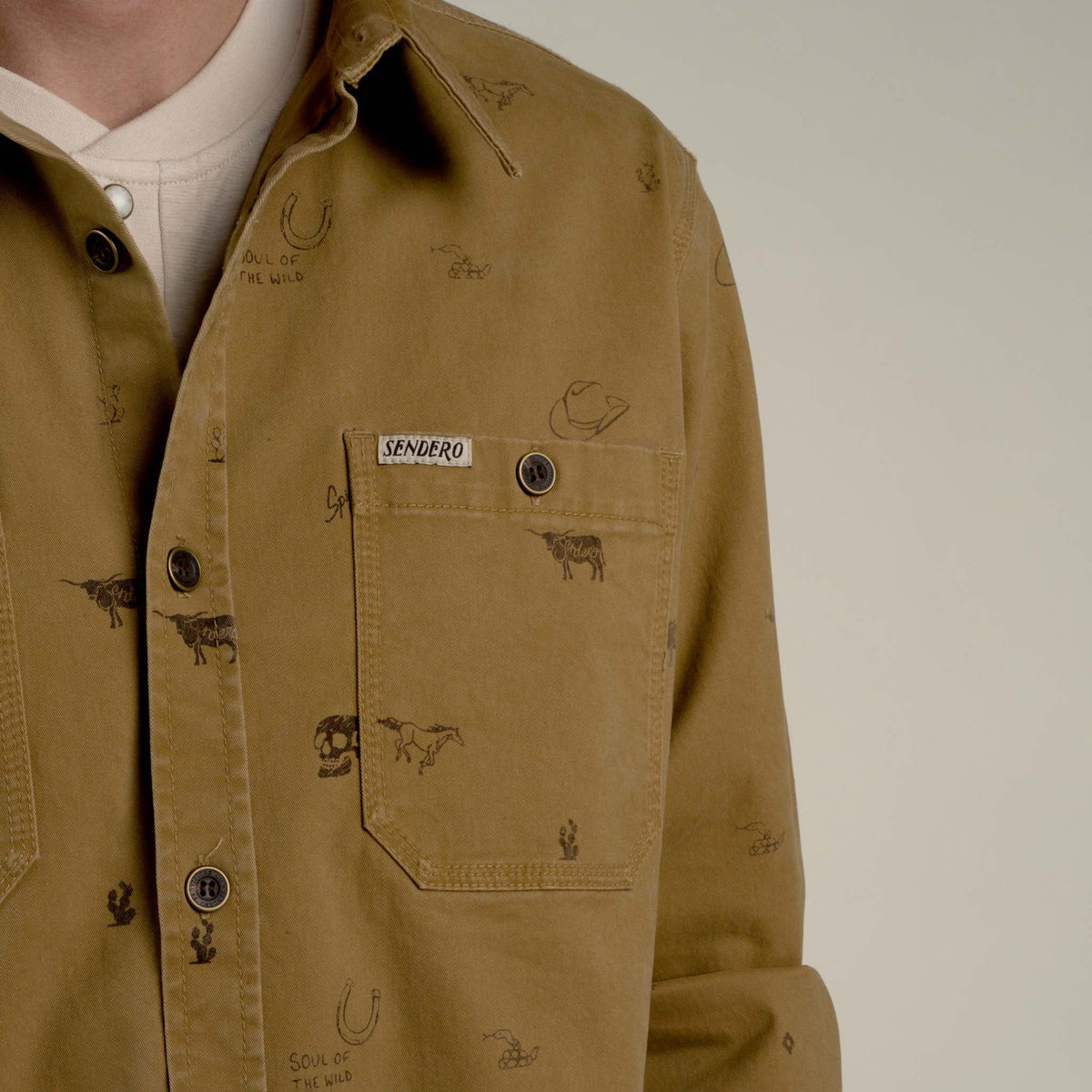 Sendero Buckaroo Long Sleeve Shirt Saddle Brown made for long days on the move Park City