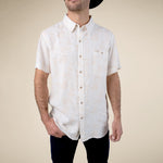 Sendero City Slicker Button Up Short Sleeve Mythical Critters Cream desert inspired critter print across a relaxed short sleeve shirt cowboy