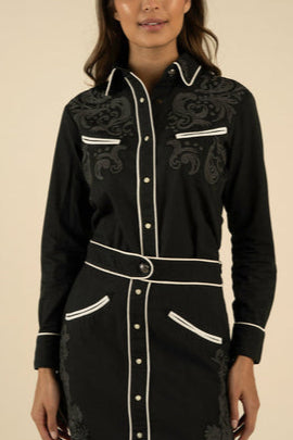 Sendero Calamity Pearl Snap Shirt SPCW225F13A WOMENS sendero western black blouse top at Boltranchstore.com Free Shipping