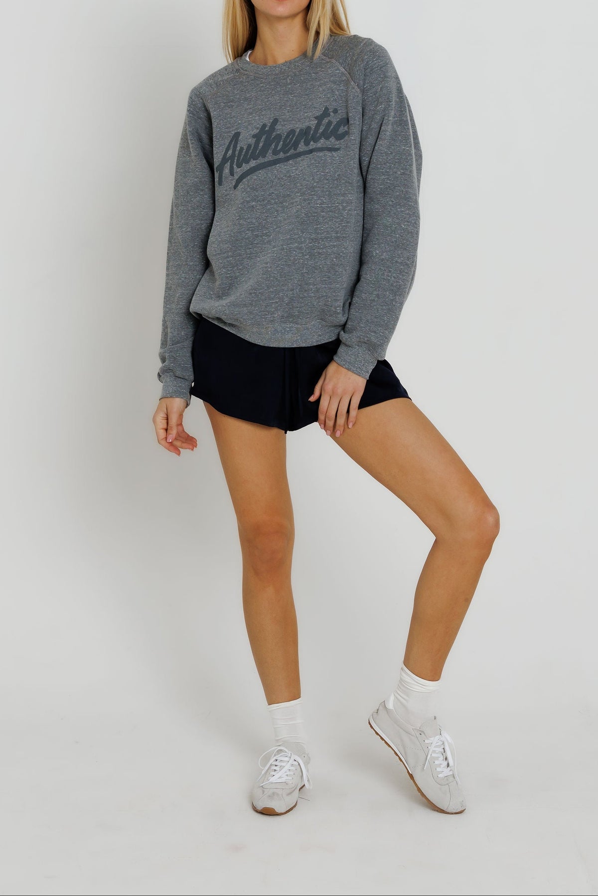 Sunny Somewhere Authentic Raglan Crew heather grey tri blend sweatshirt womens western boutique Utah SKU SS201HGAUT