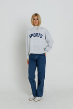 Sunny Somewhere Navy Sports Mockneck game day pullover for rodeo mornings and Park City winters womens western clothing