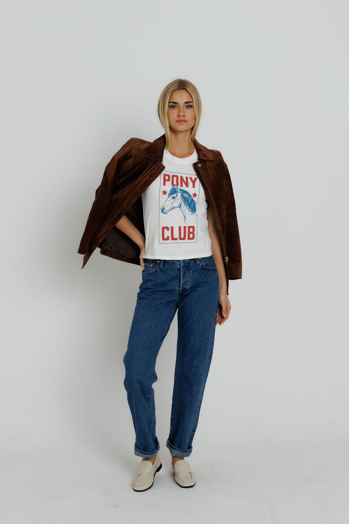Sunny Somewhere Pony Club Femme Crew everyday tee for the stables and country weekends cowgirl Kamas