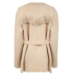 STS Ranch Womens Mariposa Beige long fringing falling from the lower lapel collar cowgirl