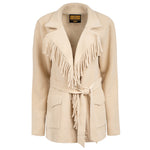 STS Ranch Womens Mariposa Beige beige textured nylon and polyester western jacket with fringed lapel collar womens western boutique Utah SKU STS2010 Boltranchstore.com
