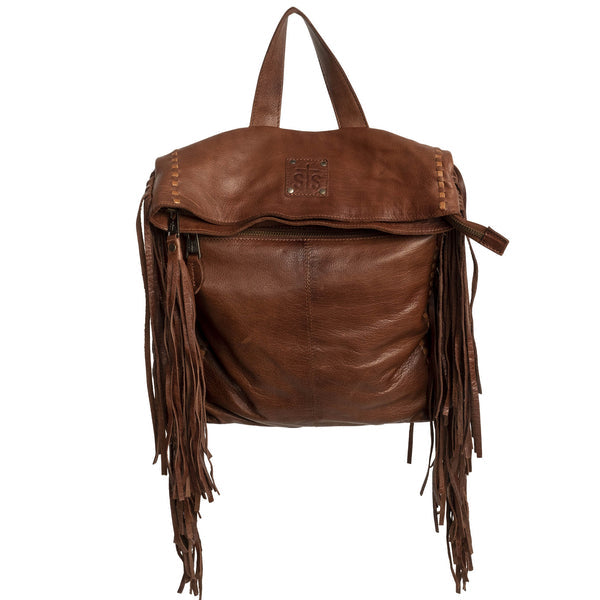 STS Indie Gwen Backpack STS34825 womens leather backpack brown tassel fringe Boltranchstore.com Free Shipping