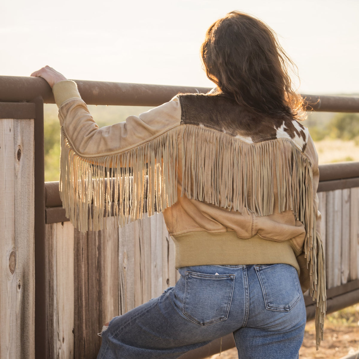 STS Ranch Womens Lettie Palomino statement leather outerwear for fall western nights Utah