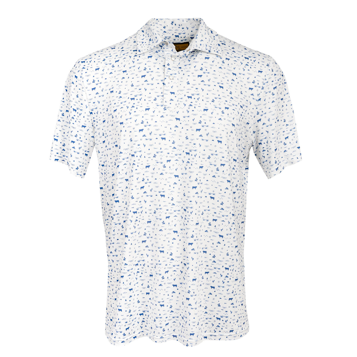 STS Mens Fairway WESTERN golf shirt free shipping at boltranchstore.com white blue western cows popular STS9210
