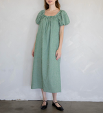 Sadie Checkered Dress green gingham womens short sleeve midi dress at bolt ranch store