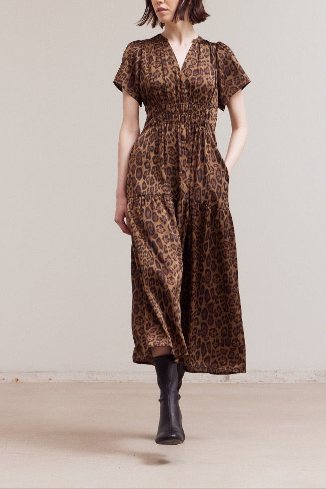 Sadie Cheetah Satin Midi Dress buy at boltranchstore.com  womens fall fashion popular free shipping