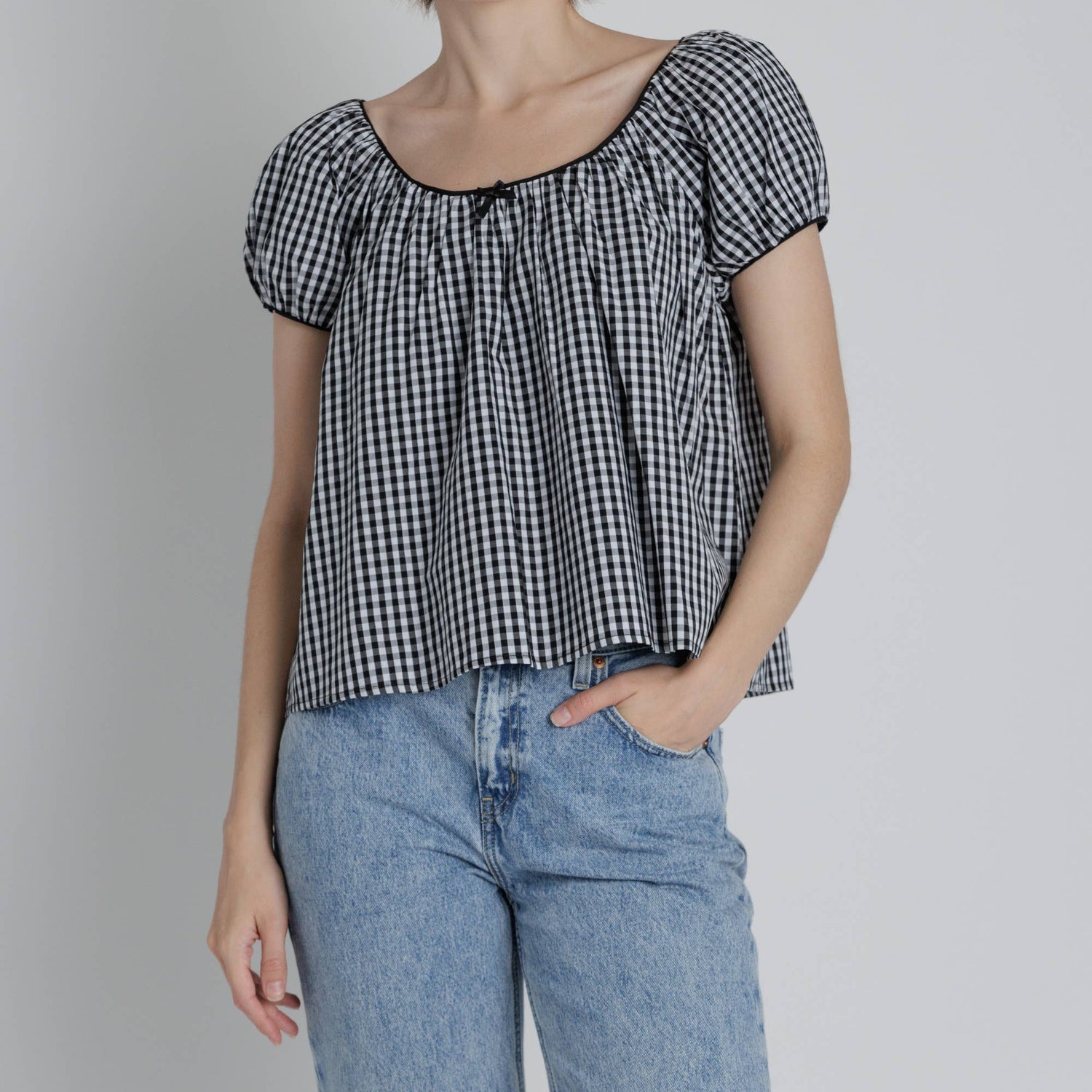 Sadie Gingham Babydoll Top shop at boltranchstore.com free shipping