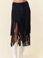 Saints and Hearts Western tiered faux suede fringe midi skirt with side zipper western fashion Boltranchstore.com free shipping