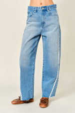 Sally Lace Side Barrel Denim Pants shop at boltranchstore.com free shipping