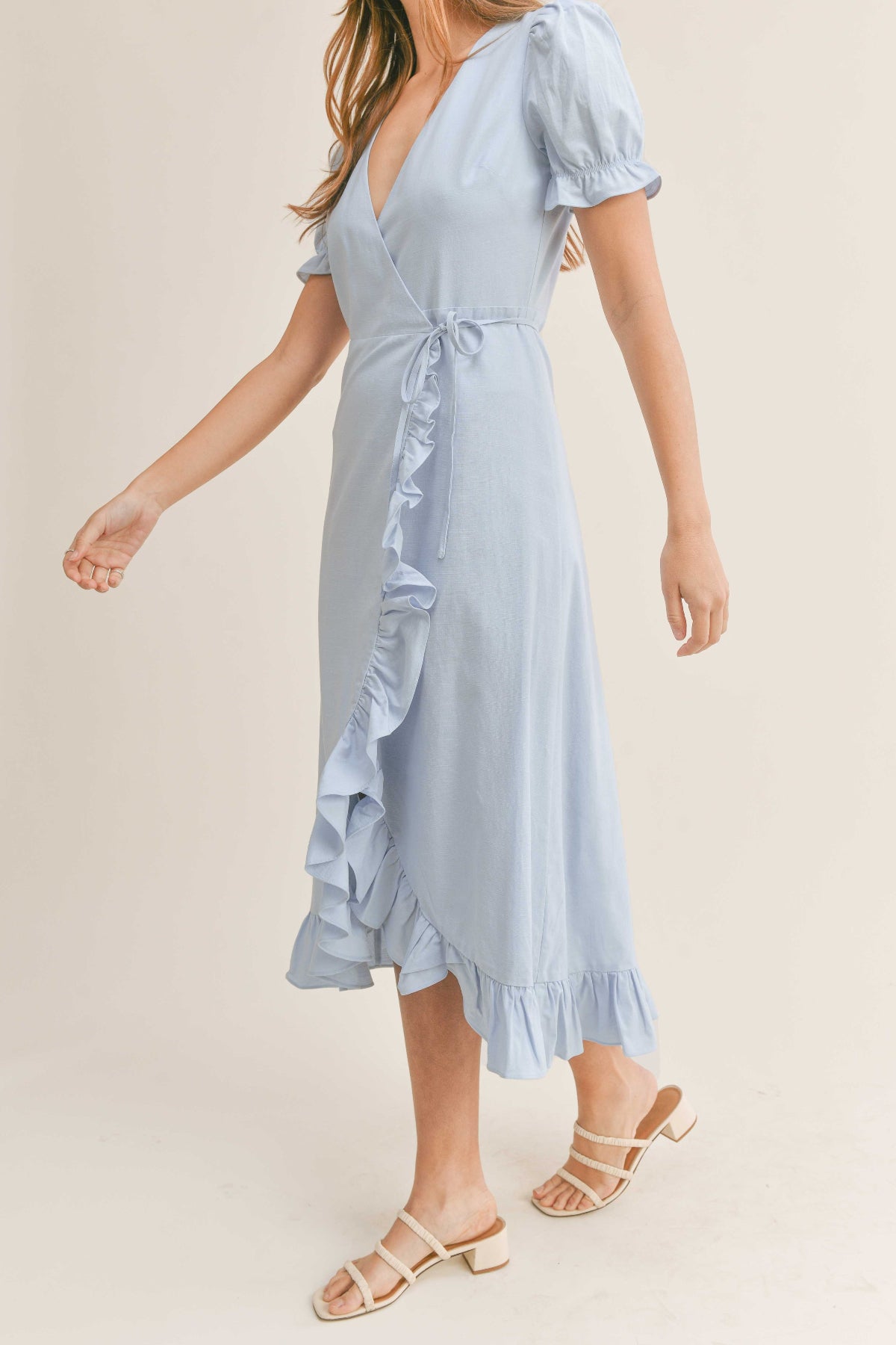 Sally Surplice Ruffle Dress side