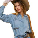 Sally Western Embroidered Snap Shirt womens western wear bolt ranch store