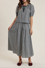 Womans black and white checkered Shirt and top Set. Sam Gingham Top and Skirt Set in stock at bolt ranch store in Kamas Utah womens western boutique Utah 