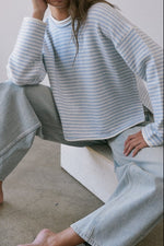 Sammy Layered Roll Neck Sweater light blue stripe sweater womens western boutique Utah 
