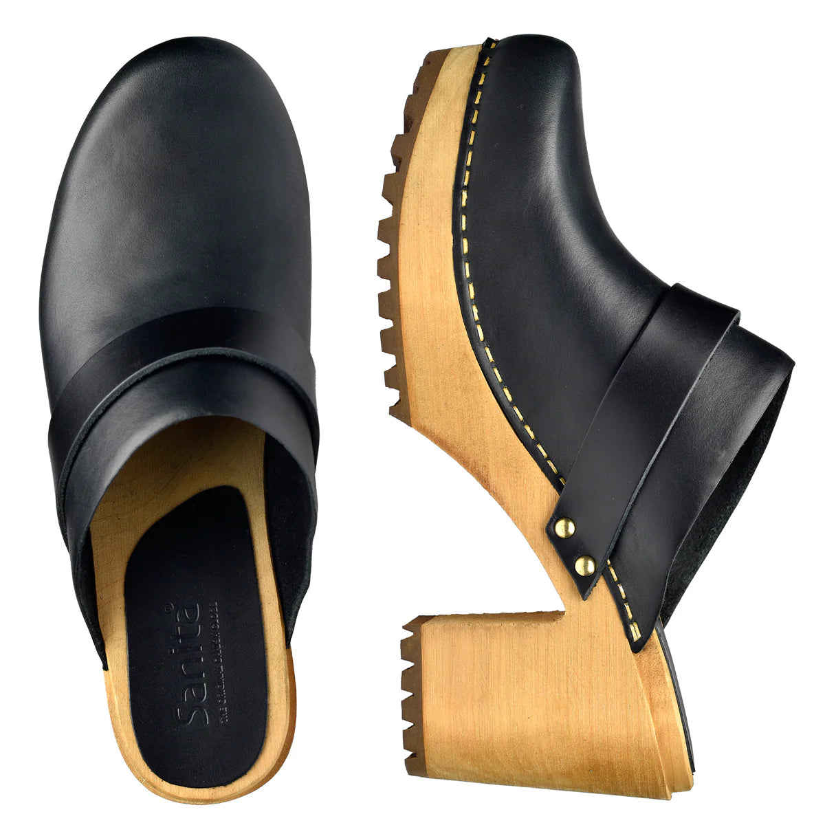 Sanita Peleni Smooth Leather Wedge Clog