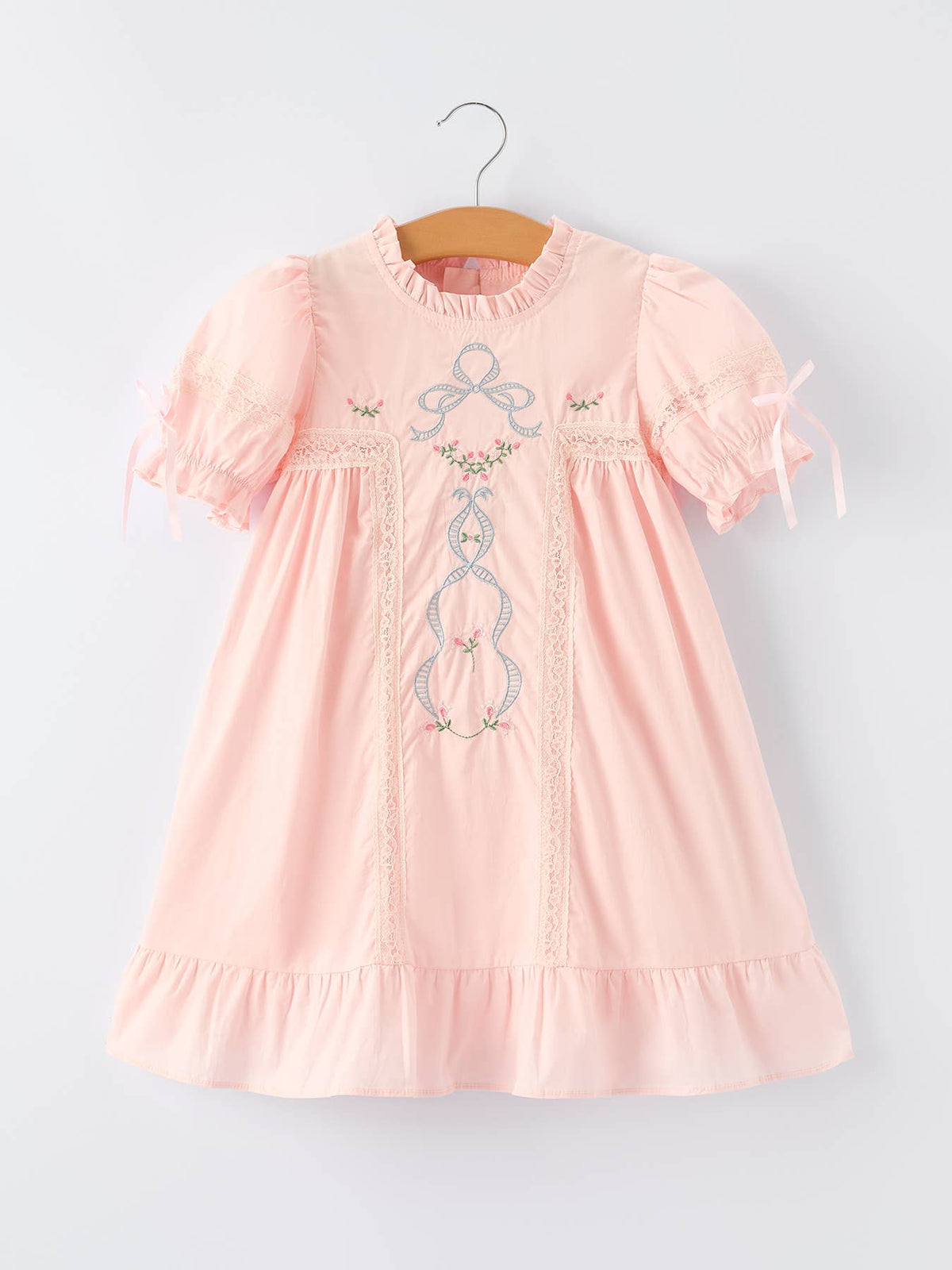 Sarah Little Girls Embroidered Lace Dress shop at boltranchstore.com free shipping baby girl pink embroidered 