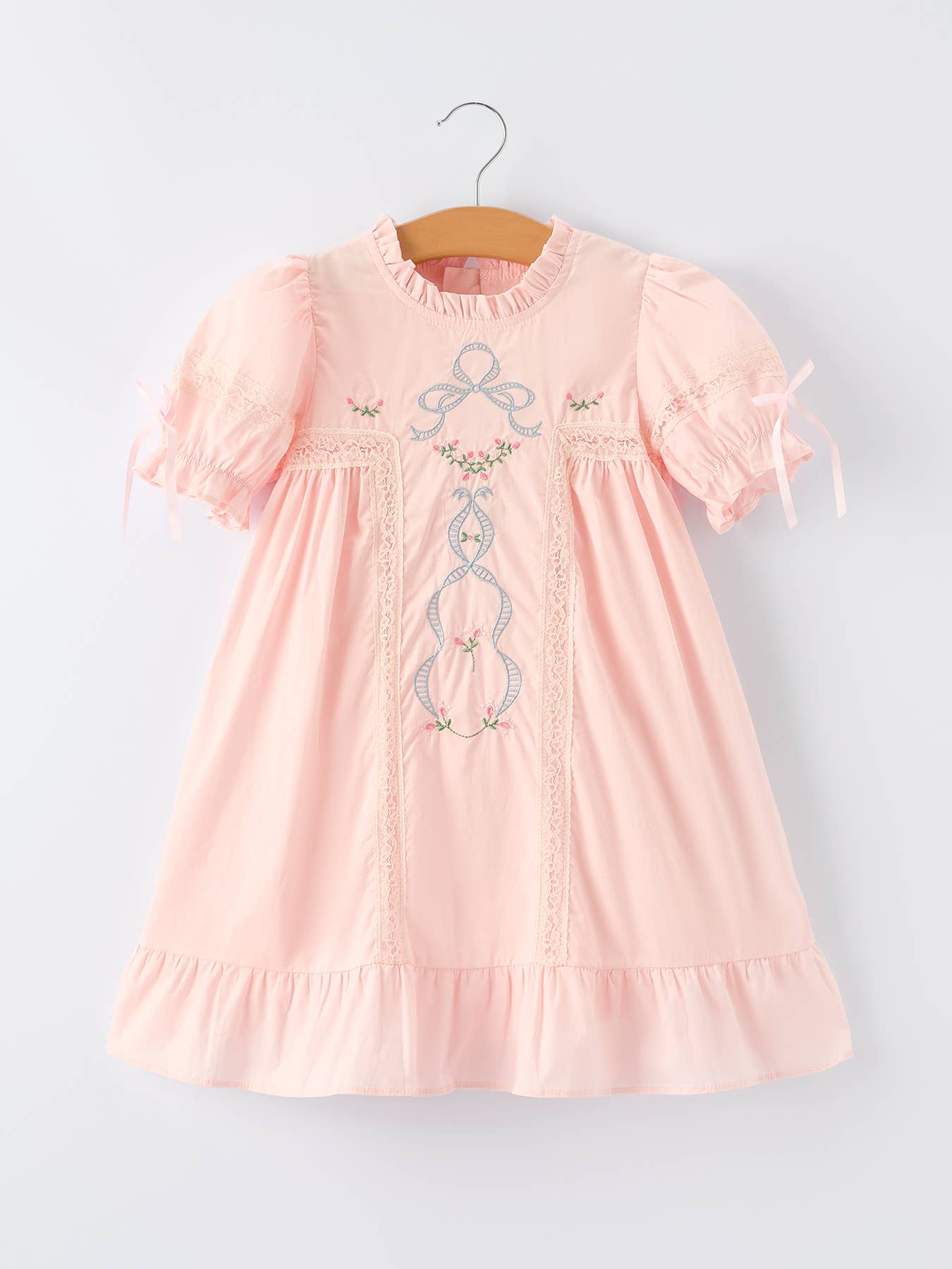 Sarah Little Girls Embroidered Lace Dress shop at boltranchstore.com free shipping baby girl pink embroidered 