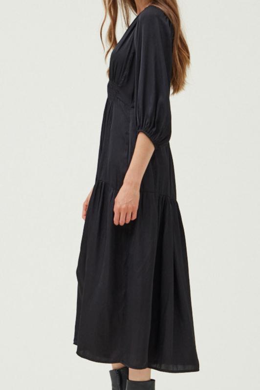 Satin V Neck Midi Dress