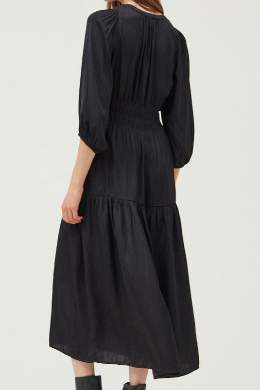 Satin V Neck Midi Dress