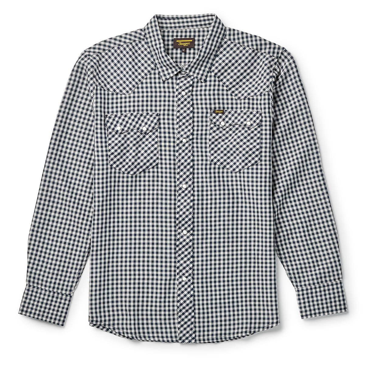  Seager Sawtoof Shirt Blue Check blue and white checkered shirt western shirt for everyday wear free shipping at boltranchstore.com