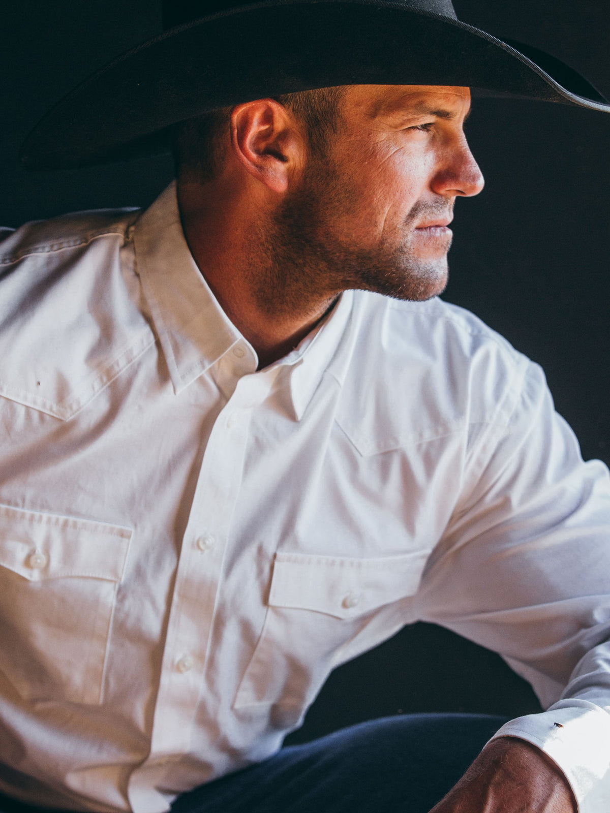 Schaefer Classic Pinpoint Button Shirt a classic white shirt with a clean oxford dress shirt with western yoke detailing at boltranchstore.com