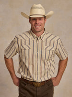 Schaefer Mens Short Sleeve Vintage Cotton Hondo a striped and pin striped snap shirt short sleeve perfect riding shirt at boltranchstore.com