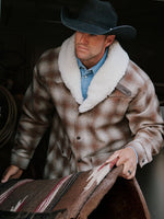 Schaefer Wool Coat with Shearling Collar a 4 pocket front with snap out riding vents at back with adjustable snap cuffs western yoke front and back at boltranchstore.com