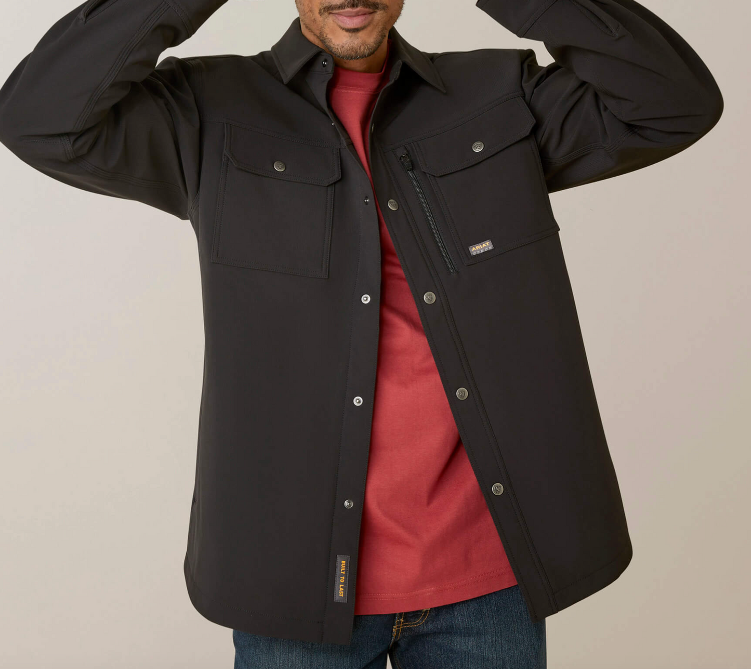 Ariat Mens Rebar Durastretch Utility Softshell Shirt Jacket - Black