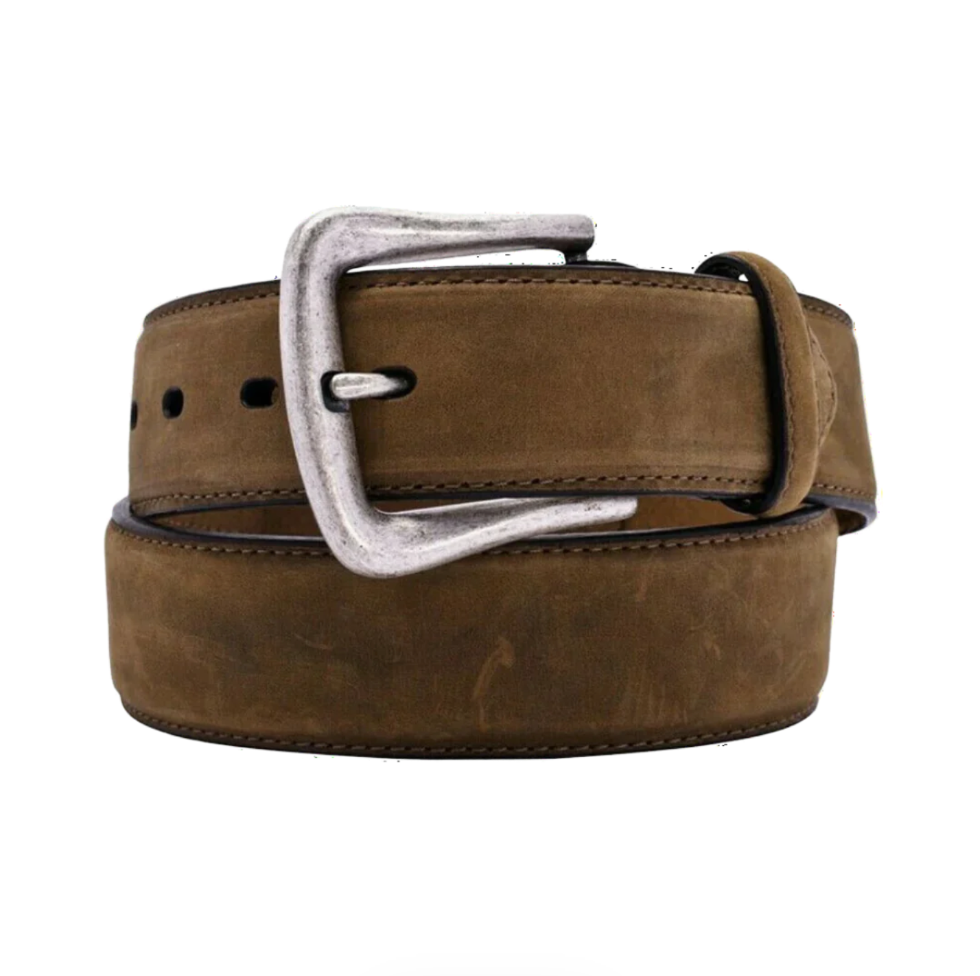 Nocona Western Leather Belt with Smooth Overlay Dis Brown