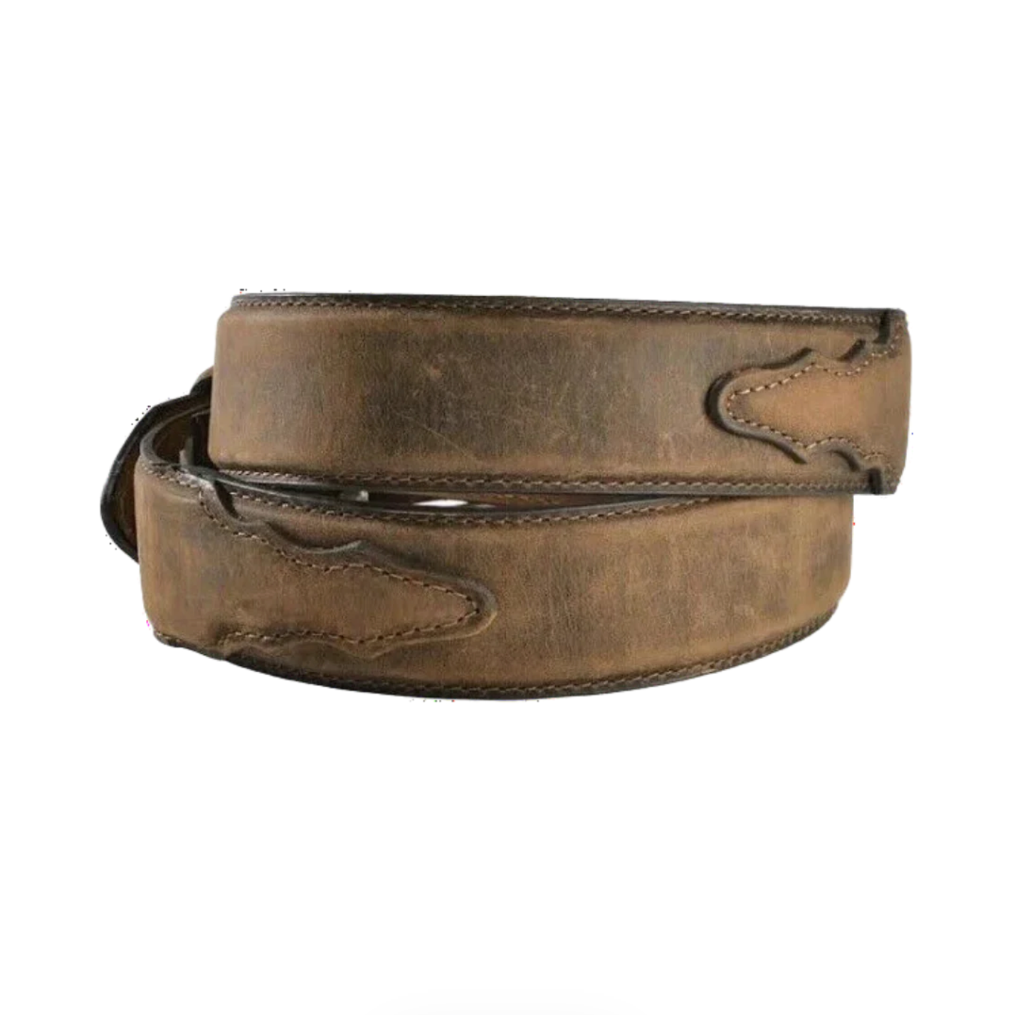 Nocona Western Leather Belt with Smooth Overlay Dis Brown