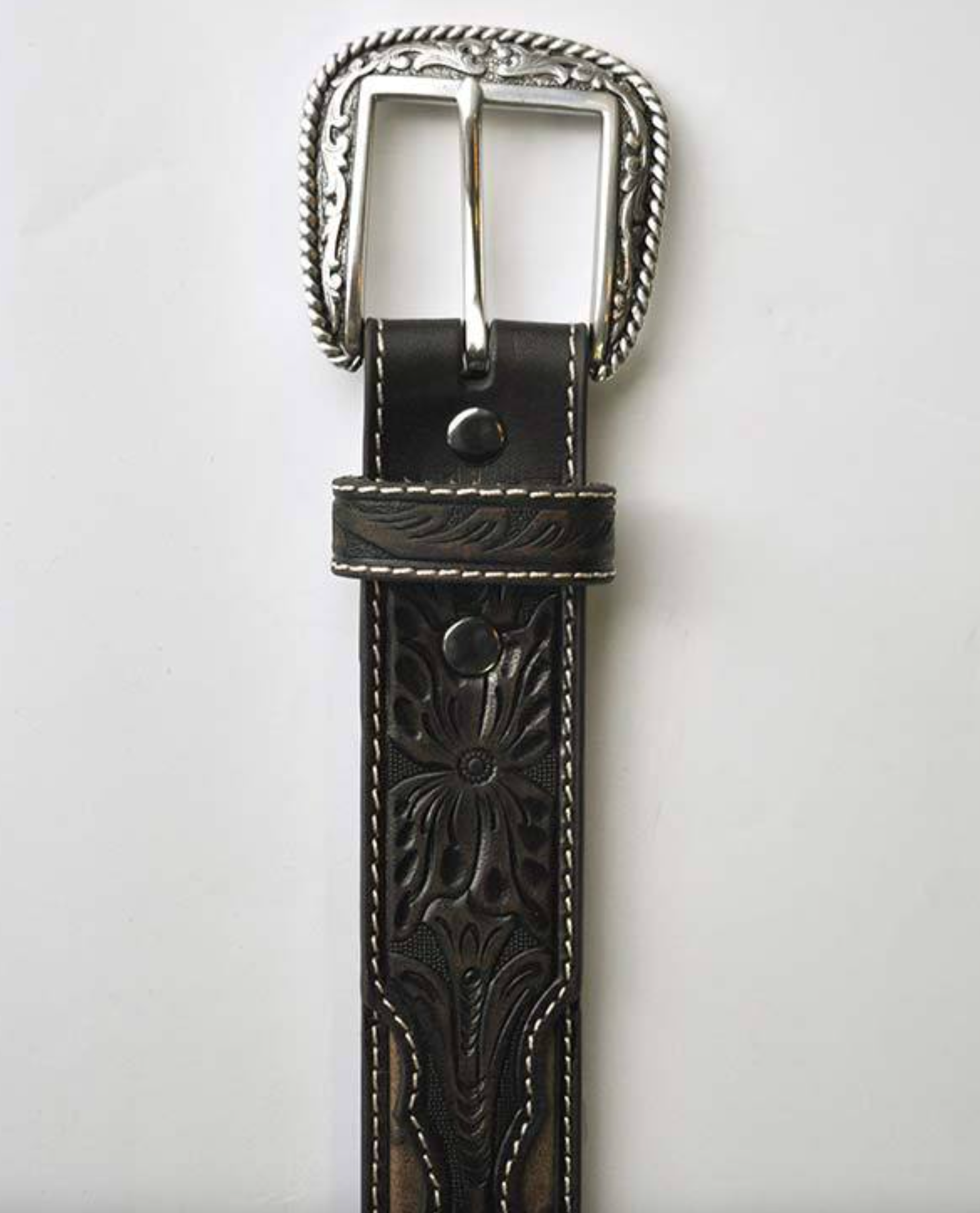 Ariat Mens Ostrich Print Hand Tooled Belt