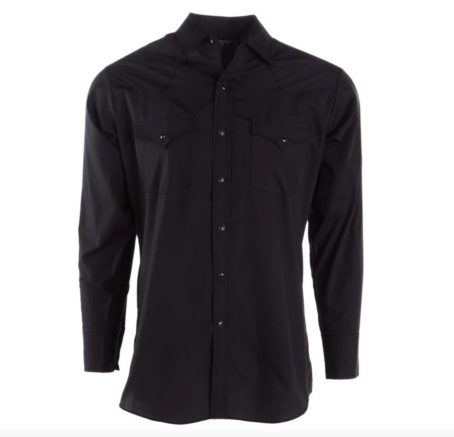 Ely Mens LS Solid Western Snap Shirt Black