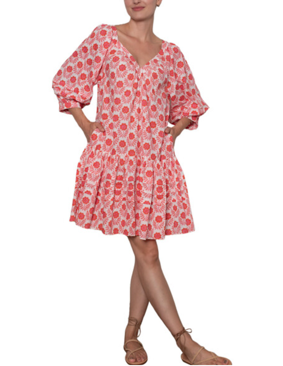 Greta Dress Red and Pink Azalea