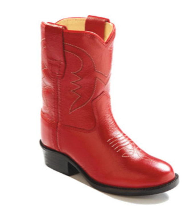 Old West Toddlers Round Toe Red Boots