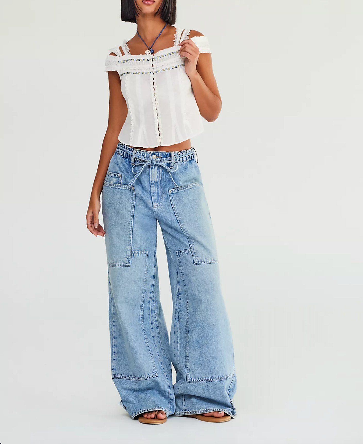 Free People Curvy Outlaw Wide Leg - Drizzle