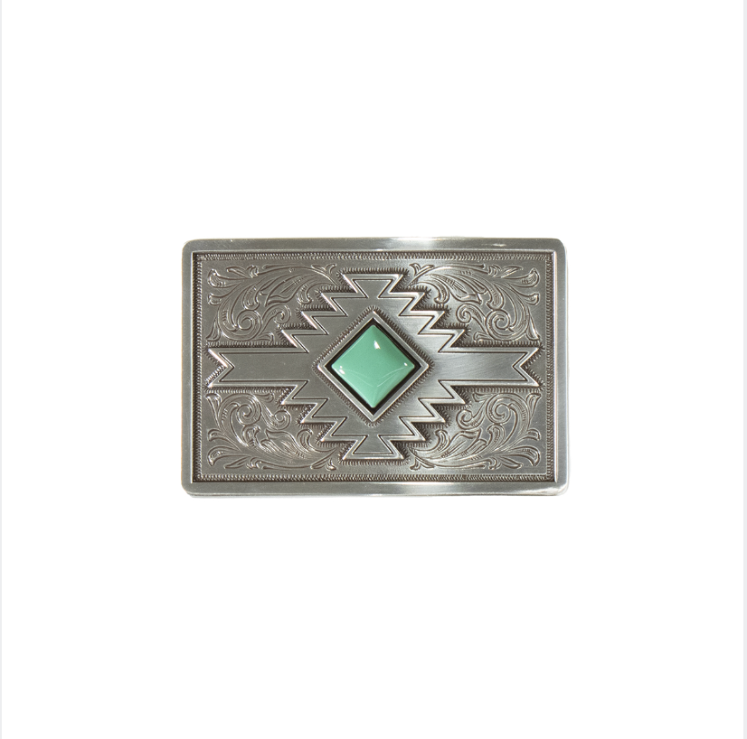 Blazin Roxx Rectangle Turquoise Stone Silver