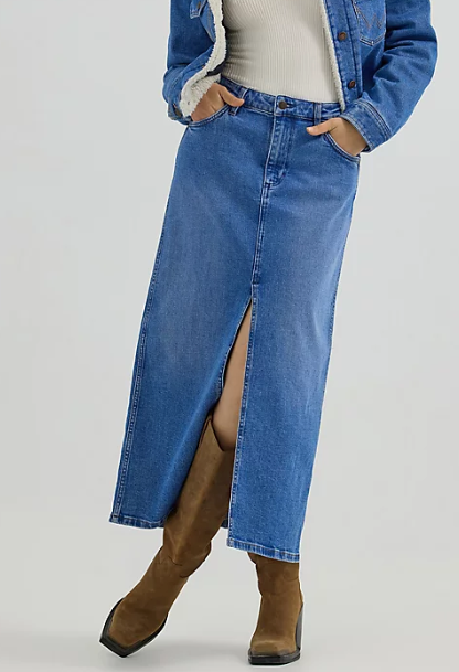 Wrangler Denim Midi Slit Skirt