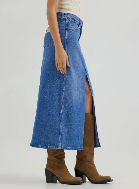 Wrangler Denim Midi Slit Skirt