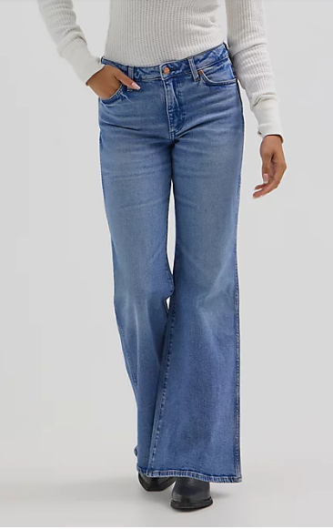 Wrangler Womens Wanderer Mid Rise Flare Jeans