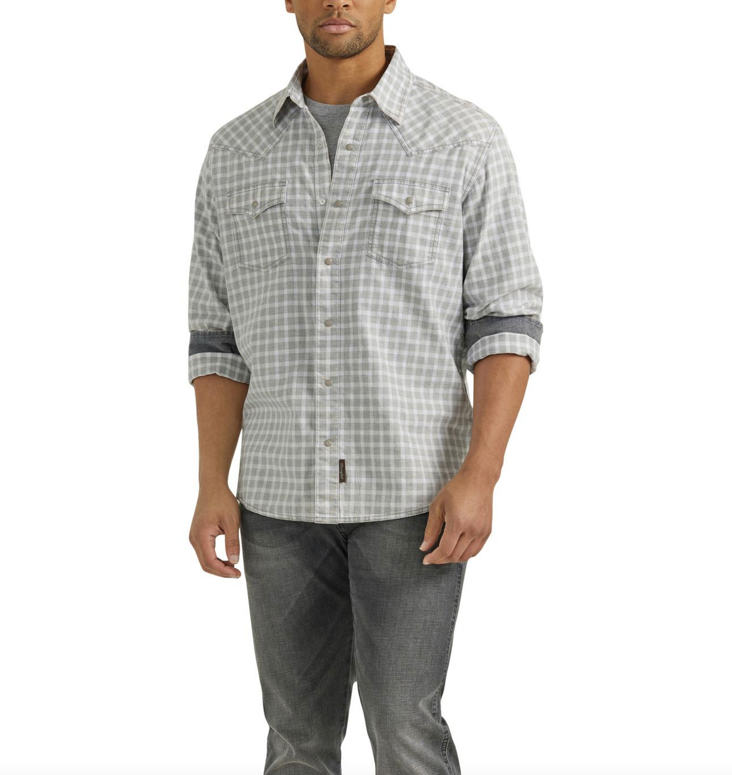 Wrangler Mens Premium LS Modern Fit - Grey