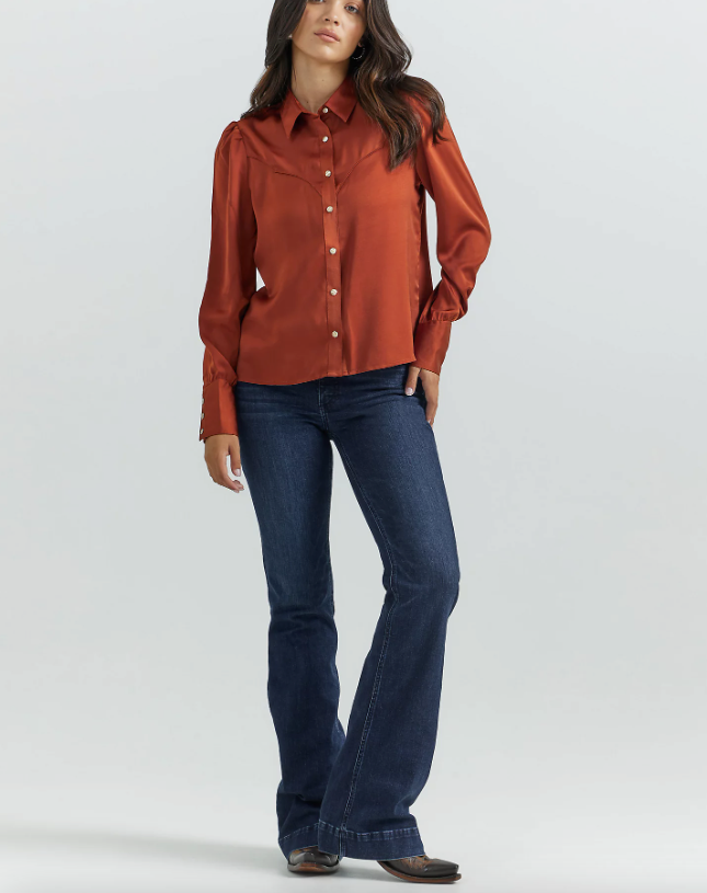 Womens Wrangler Satin Rodeo Blouse